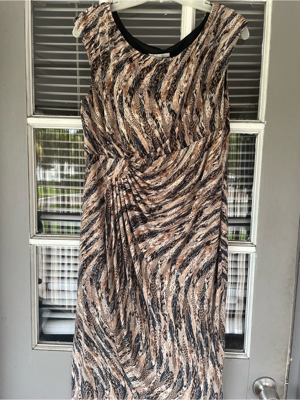 Dress Barn Beige and Black Animal-Print Midi Dress